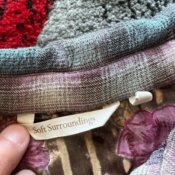 Soft Surroundings Rosebay Embroidered Velvet Floral Plaid Shirt - Picture 3 of 5